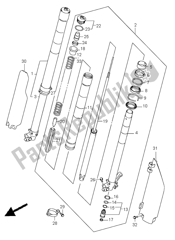 Tutte le parti per il Ammortizzatore Anteriore del Suzuki RM 250 2003