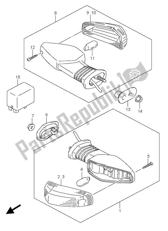 Todas las partes para Lámpara De Señal De Giro de Suzuki GSX R 750X 2005