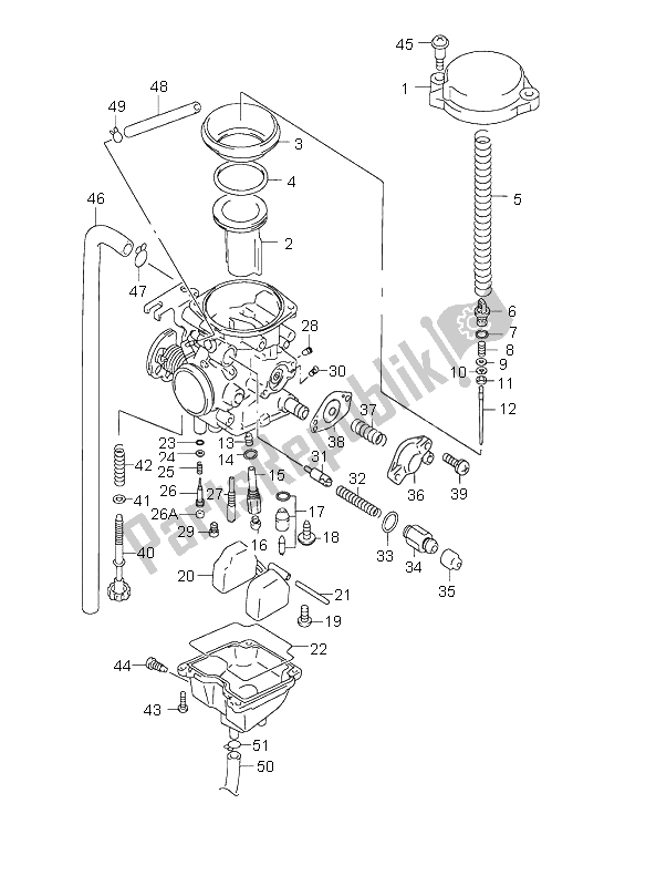 All parts for the Carburetor of the Suzuki GZ 250 Marauder 1999