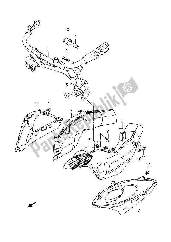 All parts for the Air Intake Pipe of the Suzuki GSX 1300 RA Hayabusa 2014