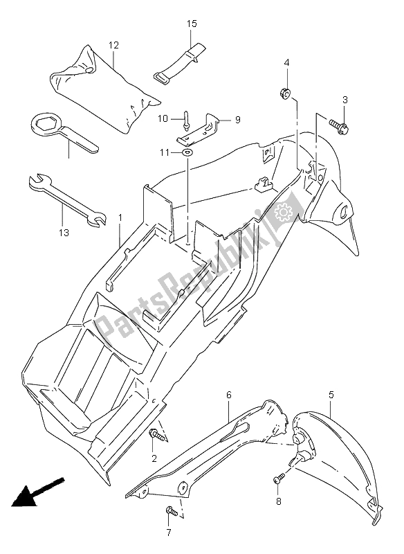 Alle onderdelen voor de Achterspatbord van de Suzuki TL 1000S 2000