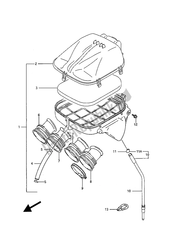 All parts for the Air Cleaner of the Suzuki GSF 400 Bandit 1993