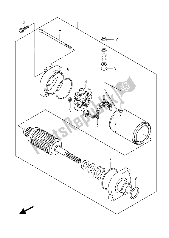 All parts for the Starting Motor of the Suzuki VZR 1800 M Intruder 2014