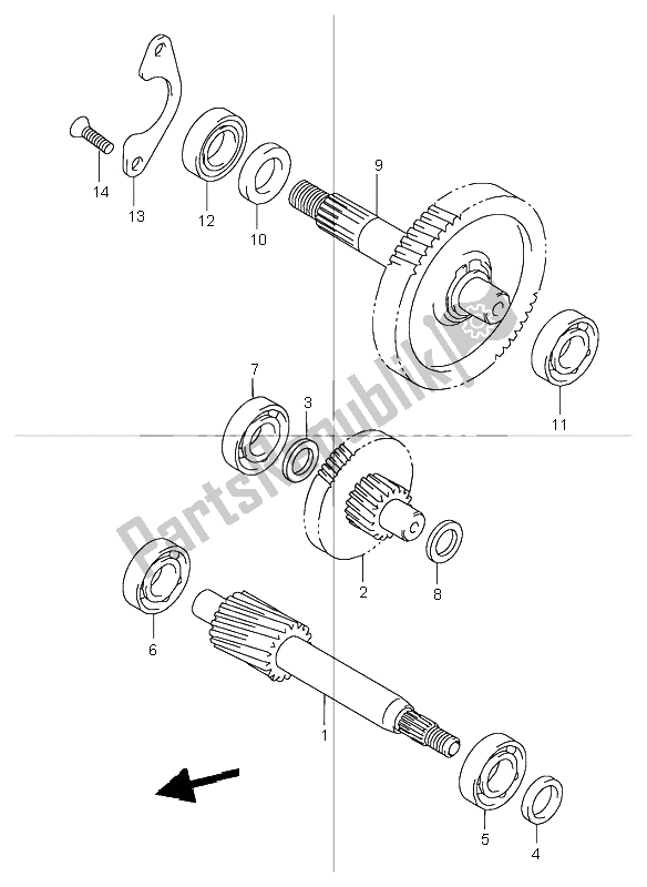 All parts for the Transmission (2) of the Suzuki TR 50S Street Magic 1998