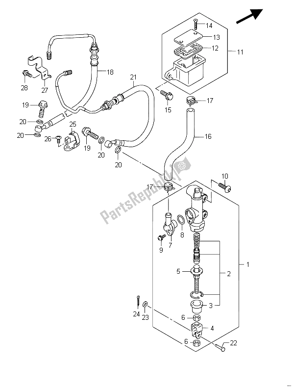 All parts for the Rear Master Cylinder (gsf650ua) of the Suzuki GSF 650 Sasa Bandit 2011