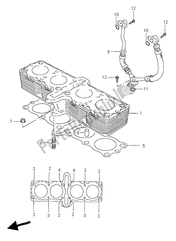 All parts for the Cylinder of the Suzuki GSX 750 1999