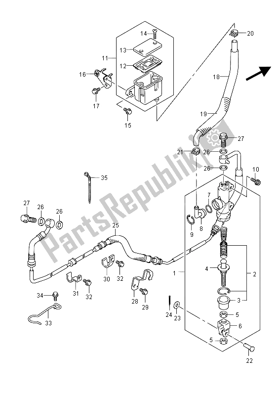 Tutte le parti per il Pompa Freno Posteriore (vzr1800z E19) del Suzuki VZR 1800 NZR M Intruder 2012