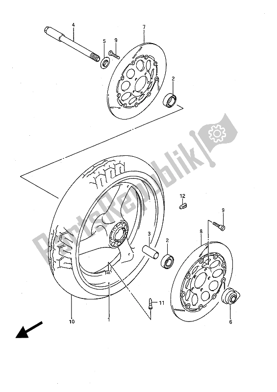 Todas as partes de Roda Da Frente do Suzuki GSX R 750 1991