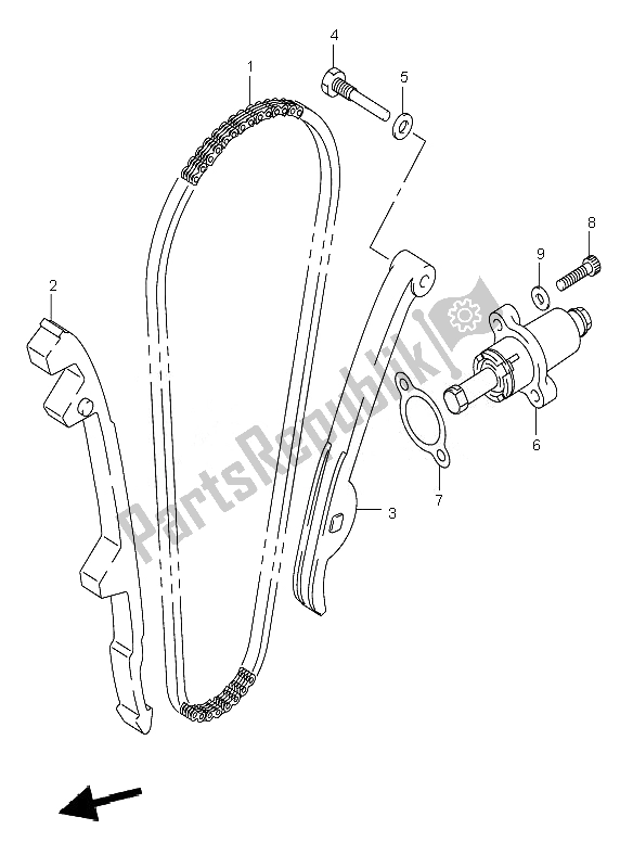 All parts for the Cam Chain of the Suzuki LT A 500F Vinson 4X4 2007