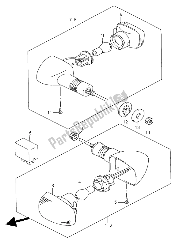 All parts for the Turn Signal Lamp of the Suzuki GSX 750 1998