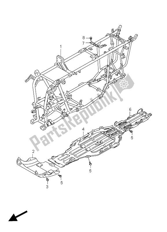 All parts for the Frame of the Suzuki LT A 450 XZ Kingquad 4X4 2009