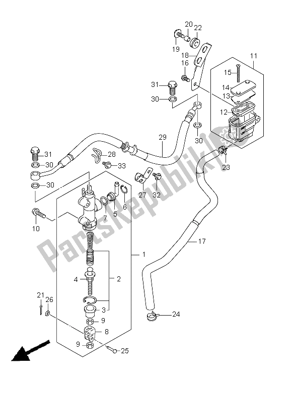 All parts for the Rear Master Cylinder (gsx1300bk-au2) of the Suzuki GSX 1300 BKA B King 2008