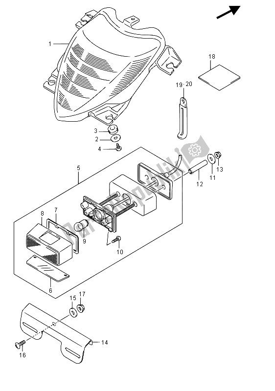 All parts for the Rear Combination Lamp (vzr1800uf E19) of the Suzuki VZR 1800 BZ M Intruder 2015