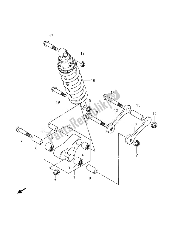 Toutes les pièces pour le Levier De Coussin Arrière (gsr750aue) du Suzuki GSR 750A 2014