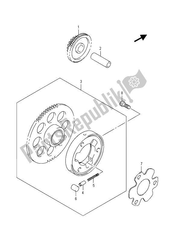 All parts for the Starter Clutch of the Suzuki LT Z 90 Quadsport 2015