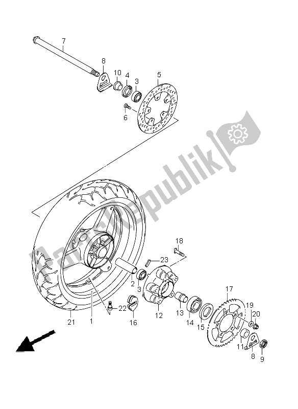 All parts for the Rear Wheel (sv650-u-s-su) of the Suzuki SV 650 Nsnasa 2008