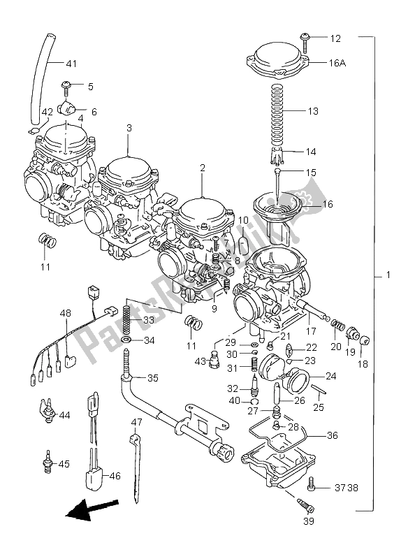 All parts for the Carburetor of the Suzuki GSX 750 1999