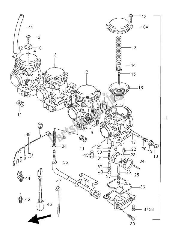 All parts for the Carburetor of the Suzuki GSX 750 1999