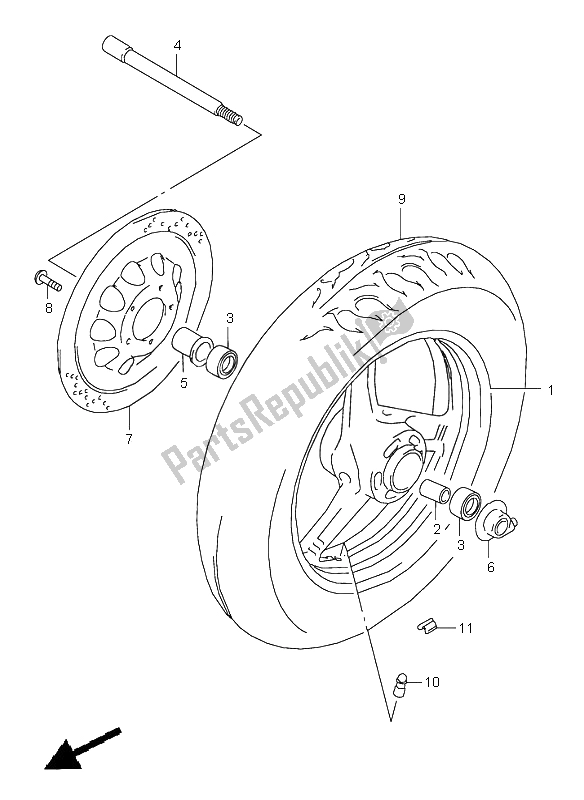 Todas as partes de Roda Da Frente do Suzuki VZ 800 Marauder 1999