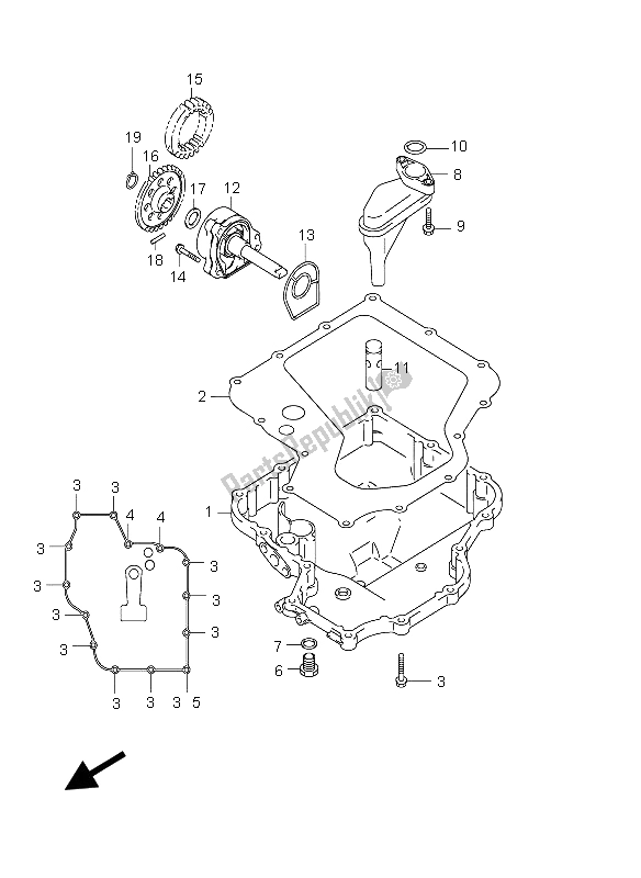Alle onderdelen voor de Oliepan & Oliepomp van de Suzuki GSX 1300R Hayabusa 2004