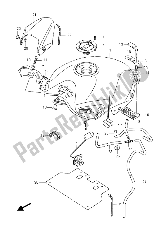 Alle onderdelen voor de Benzinetank van de Suzuki GW 250F Inazuma 2015