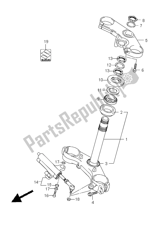 All parts for the Steering Stem of the Suzuki GSX R 750 2008