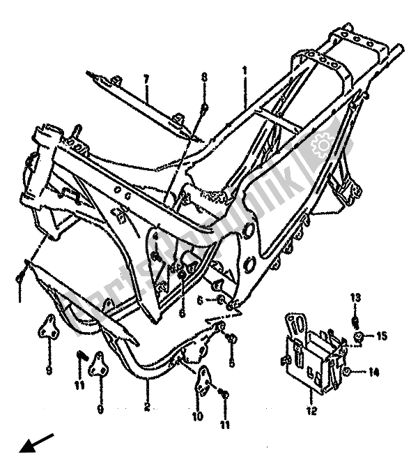 All parts for the Frame of the Suzuki GSX 750F 1991