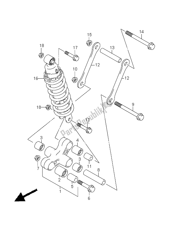 All parts for the Rear Cushion Lever of the Suzuki VZ 800Z Intruder 2009