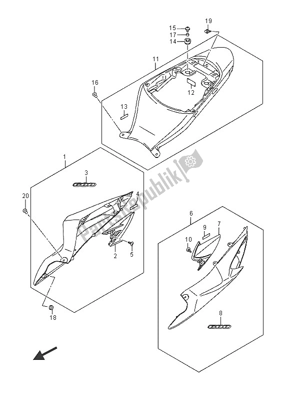 All parts for the Frame Cover (arb) of the Suzuki GSX R 600 2016