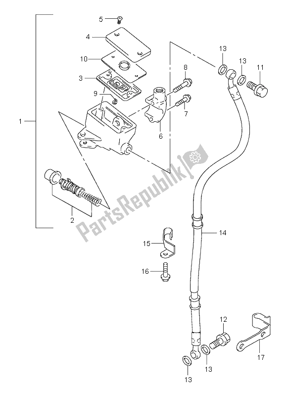 All parts for the Front Master Cylinder of the Suzuki VL 125 Intruder 2004