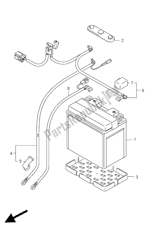 All parts for the Battery of the Suzuki LT A 750 XPZ Kingquad AXI 4X4 2009