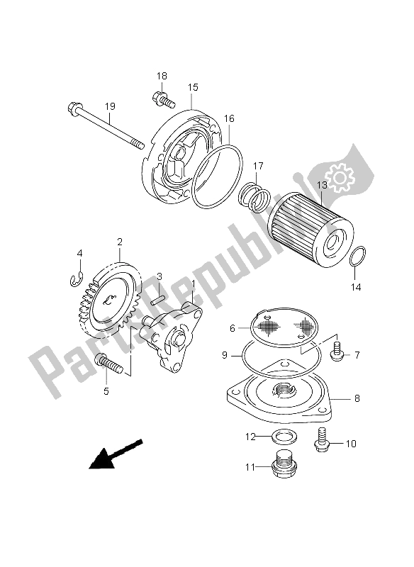 All parts for the Oil Pump of the Suzuki DR 125 SM 2009