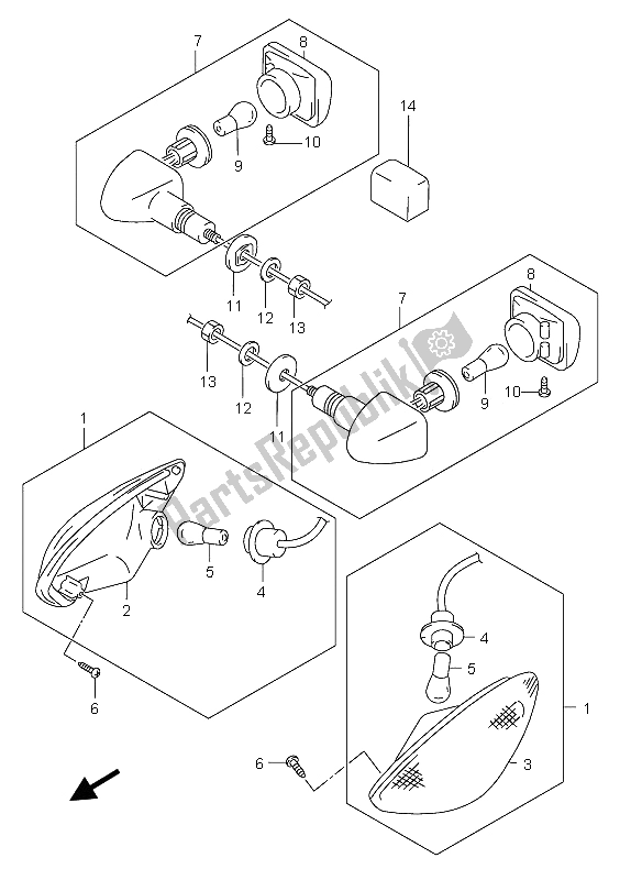 Alle onderdelen voor de Richtingaanwijzer Lamp van de Suzuki GSX 750F 2005