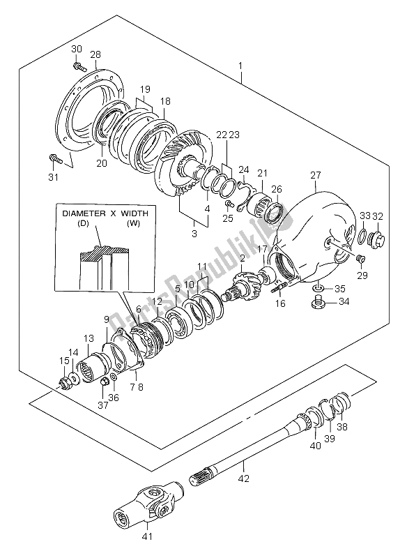 Toutes les pièces pour le Arbre D'hélice Et Pignon D'entraînement Final du Suzuki VL 1500 Intruder LC 2005