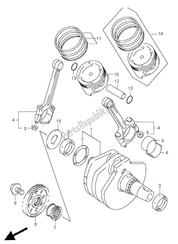 Toutes les pièces pour le Vilebrequin du Suzuki VL 800Z Volusia 2005