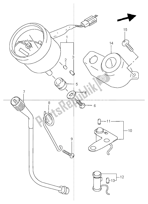 All parts for the Speedometer of the Suzuki TR 50S Street Magic 1999