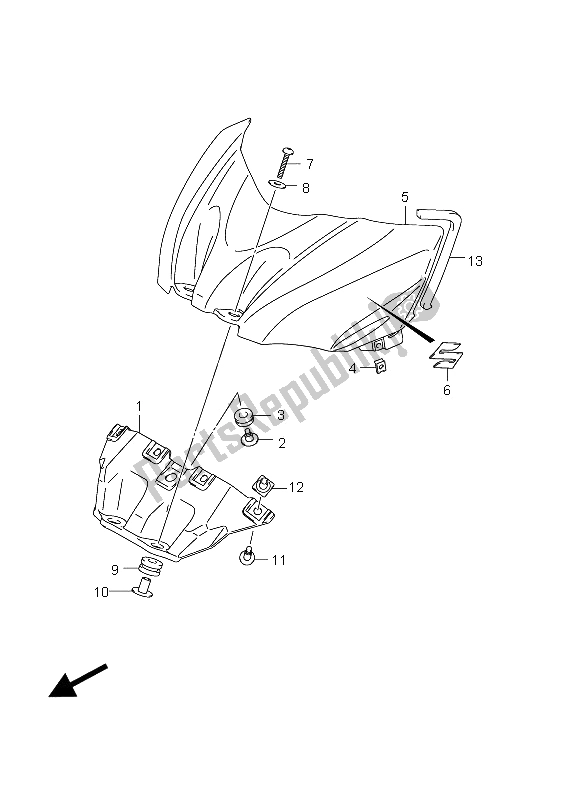 Tutte le parti per il Coperchio Anteriore Del Serbatoio Del Carburante del Suzuki GSX R 1000 2012