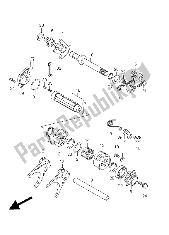 All parts for the Gear Shifting of the Suzuki LT A 750 XPZ Kingquad AXI 4X4 2012