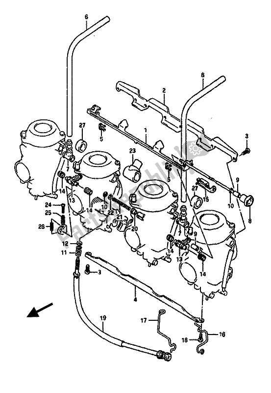 Alle onderdelen voor de Carburateur Fittingen van de Suzuki GSX R 750 1990
