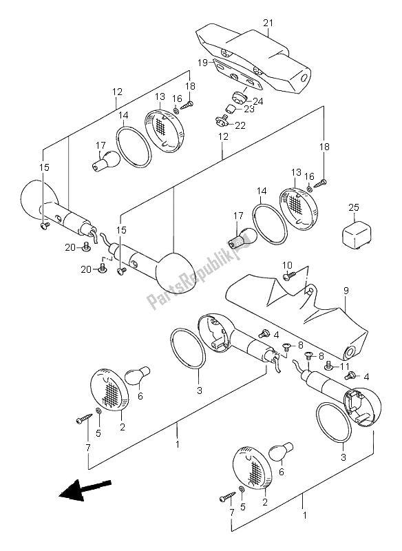 Toutes les pièces pour le Feu Clignotant du Suzuki VL 1500 Intruder LC 1998