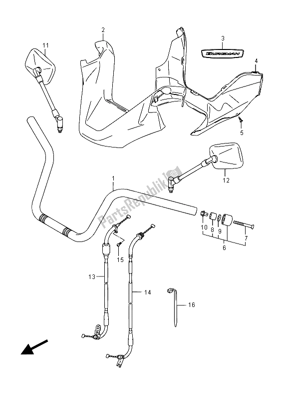 Tutte le parti per il Manubrio (an400a E19) del Suzuki Burgman AN 400 AZA 2015