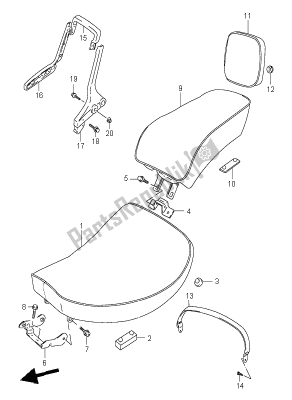 All parts for the Seat of the Suzuki VS 800 Intruder 1996