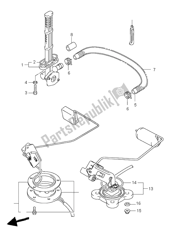 All parts for the Fuel Cock of the Suzuki GSX 1300R Hayabusa 2000