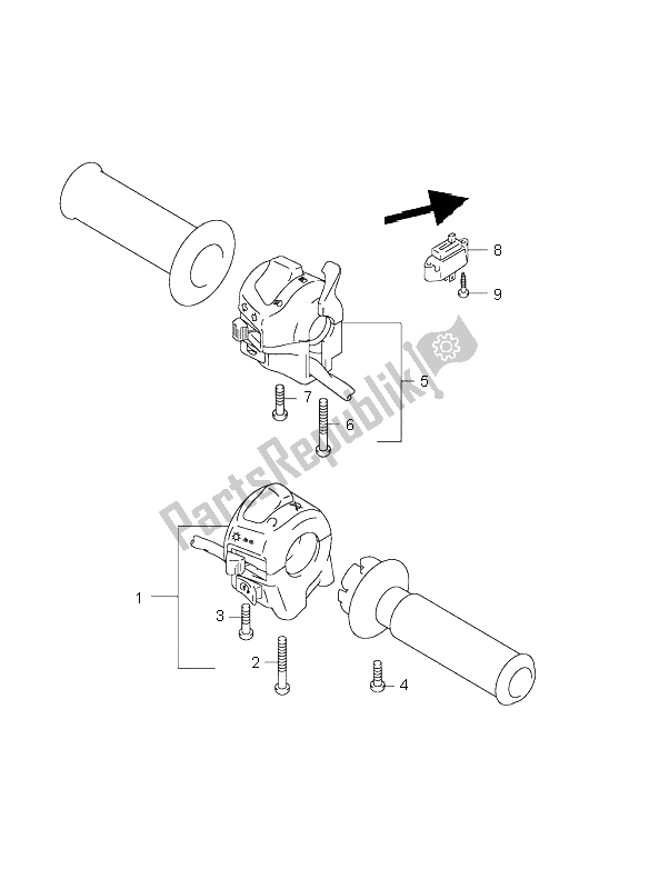 Alle onderdelen voor de Handvat Schakelaar (sv650-u) van de Suzuki SV 650 NS 1999