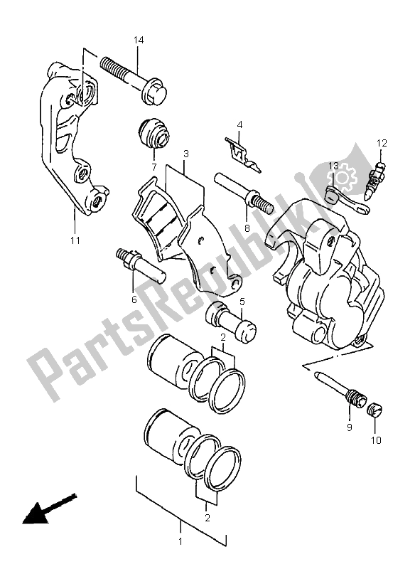 Todas as partes de Compasso De Calibre Frontal do Suzuki RM 250 1999