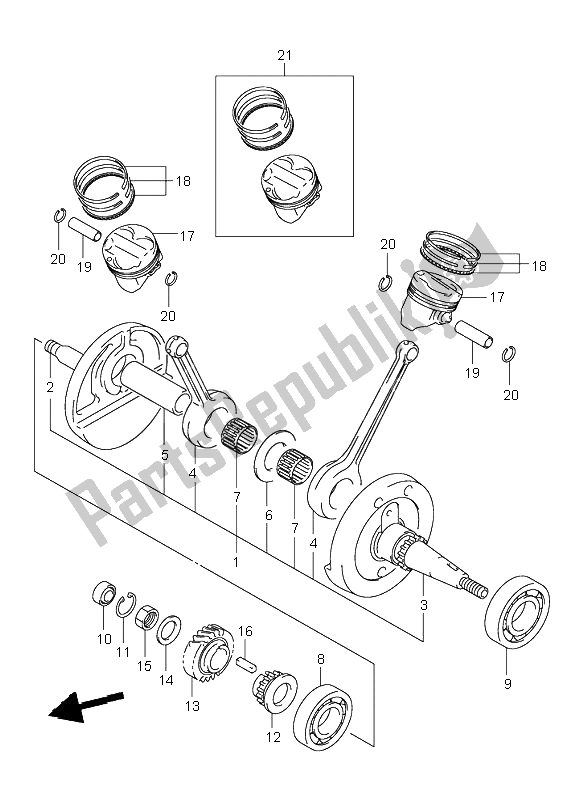 Tutte le parti per il Albero A Gomiti del Suzuki VL 250 Intruder 2000