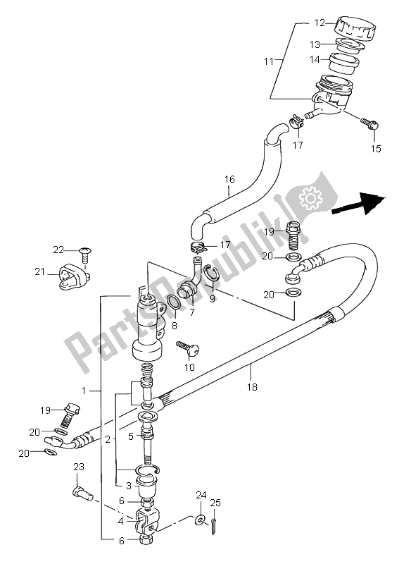 Todas as partes de Cilindro Mestre Traseiro do Suzuki RM 85 SW LW 2005