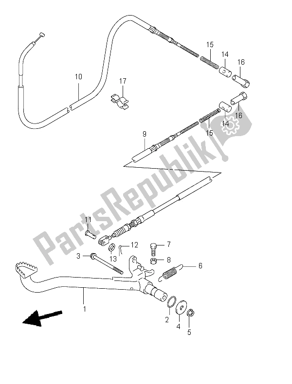 All parts for the Rear Brake of the Suzuki LT A 400F Eiger 4X4 2002