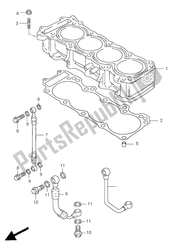 All parts for the Cylinder of the Suzuki GSX R 750 1996