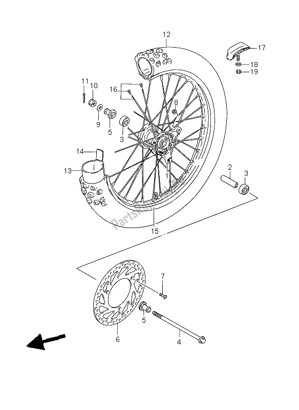 All parts for the Front Wheel (lw) of the Suzuki RM 85 SW LW 2007